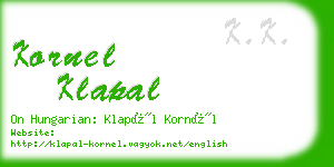 kornel klapal business card